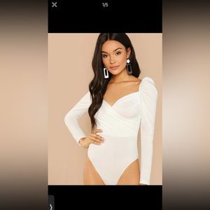 New without tags , white off shoulder body suit .